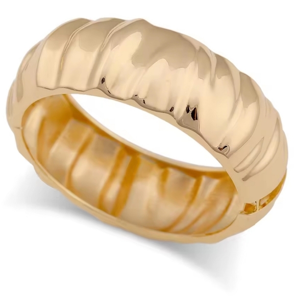 Gold Textured Bangle Bracelet - Picture 7 of 10